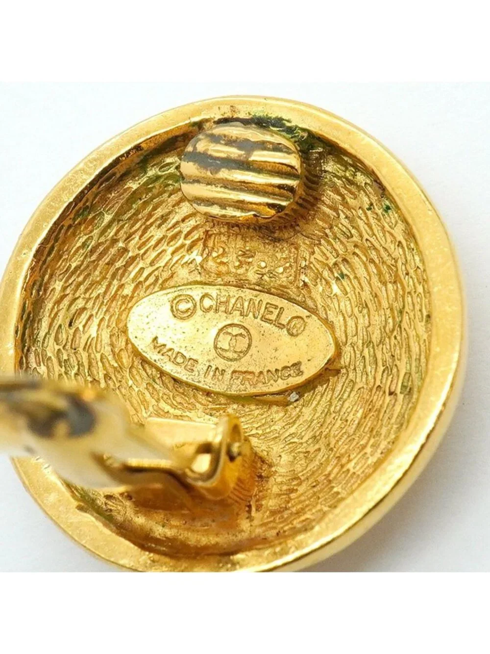 Chanel Earrings Vintage CC Logo Quilted Round